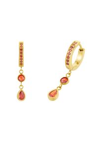 Amor, Damen, Paar Creolen &raquo;2034294, 2036464&laquo; mit Zirkonia (synth.), gelbgoldfarben-rot + rot, Auff&auml;llige Creolen mit stylishen Highlight von Amor