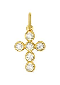 Amor, Damen, Kreuzanh&auml;nger &raquo;2039079&laquo; mit Zirkonia (synth.), gelbgoldfarben-kristallwei&szlig; + kristallwei&szlig;, Damen Motivanh&auml;nger "Kreuz" von Amor