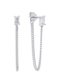 Amor, Damen, Paar Ohrh&auml;nger &raquo;2035994&laquo; mit Zirkonia (synth.), silberfarben-kristallwei&szlig; + kristallwei&szlig;, Funkelnde Damen Ohrstecker mit Anh&auml;nger der 