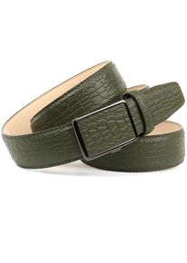 Anthoni Crown, Herren, Lederg&uuml;rtel Automatik Schlie&szlig;e, gr&uuml;n, 120, Keine Dornschlie&szlig;e und Keine L&ouml;cher im Leder