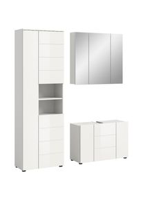 Welltime, Badm&ouml;bel-Set &raquo;Biel, H&ouml;he 190 cm, Hochschrank, Unterschrank, Spiegelschrank&laquo; 3 Stk. tlg., wei&szlig; Melamin,
