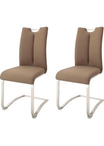 MCA furniture, Freischwinger &raquo;Artos&laquo; (Set) 2 Stk.Stuhl mit Echtlederbezug, bis 140 Kg belastbar, Cappuccino/Edelstahl,