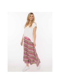 Zwillingsherz, Damen, Maxirock &raquo;"Zick Zack"&laquo; farbiges Zackenmuster, Gummizug mit Schrift, kn&ouml;chellang, Khaki, S/M, Damenrock von Zwillingsherz