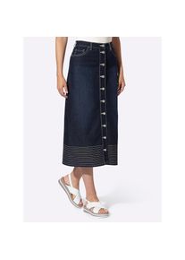 Heine, Damen, Jeansrock, blue-bleached, 46, kontrastfarbige Ziern&auml;hte