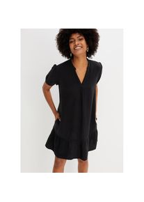 bonprix, Damen, Minikleid f&uuml;r Fr&uuml;hjahrs- und Sommertage, aus Baumwolle, aus Musselin-Material, schwarz, 42 - N-Gr, Angenehmes Tragegef&uuml;hl durch 