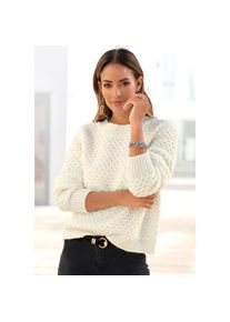 Vivance, Rundhalspullover mit besonderem Strickmuster, lockere Passform, creme, 40/42