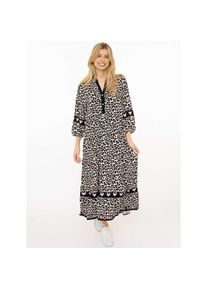 Zwillingsherz, Damen, Maxikleid &raquo;"Classic Leo"&laquo; Leomuster, Knopfleiste und 3/4 Arm, Schwarz, L/XL - N-Gr, Figurumspielendes Maxikleid von 