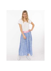 Zwillingsherz, Damen, Maxirock &raquo;"Geometric Flowers"&laquo; Florales Muster, Gummizug mit Schrift, leichtes Material, kn&ouml;chellang, Mittelblau, S/M, Damenrock