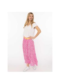 Zwillingsherz, Damen, Maxirock &raquo;"Geometric Flowers"&laquo; Florales Muster, Gummizug mit Schrift, leichtes Material, kn&ouml;chellang, Pink, L/XL, Damenrock von 