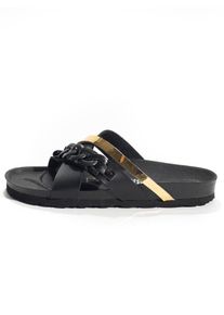 Bayton Damer Pantoletter 'MAGRITTE' guld / sort St&oslash;rrelse 37