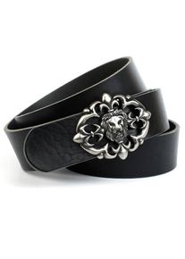 Anthoni Crown, Herren, Lederg&uuml;rtel Volllederg&uuml;rtel mit Schlie&szlig;e "L&ouml;we", schwarz, 85, Hochwertiges Vollleder