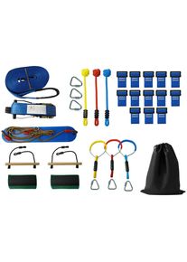 Atrigo Ninja-Slackline-Set Pacour, Blau, Textil, Freizeit & Co, Gartenspielzeug, Sonstiges Gartenspielzeug