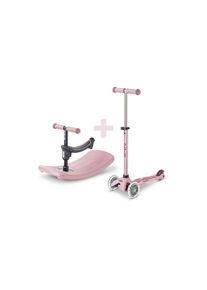 Micro Mobility , Hellrosa , Metall, Kunststoff , 28x45-77x67 cm , Hinterrad-Reibungsbremse, h&ouml;henverstellbarer Lenker mit Schnellspanner, Lenkstange abnehmbar, weiche Griffe, weicher Sitz, R&auml;der mit LED-Licht ,
