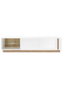 Mid.you , Wei&szlig;, Eichefarben , Holzwerkstoff , 1 F&auml;cher , 188x46x40 cm , stehend , Wohnzimmer, TV-M&ouml;bel, TV- & Lowboards