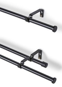 bonprix Karnisz drążkowy z końc&oacute;wką w kształcie krążka, czarny, 120 cm