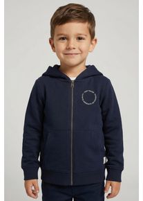 Sweatjacke Tom Tailor, Jungen, Gr. 152, blau (navy), Obermaterial: 100% Baumwolle, unifarben, weit, Rippb&uuml;ndchen, Sweatjacken Sweatjacke, mit Kapuze