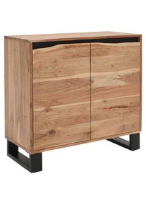 Livetastic Sideboard, Schwarz, Akaziefarben, Holz, Metall, Akazie, vollmassiv, Holz, 1 F&auml;cher, 85x80x40 cm, stehend, Holzm&ouml;bel, Kommoden Holz, Sideboards Holz