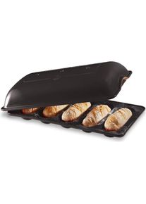 Emile Henry EH795519 Baker Mini-Baguettes-B&auml;cker, Keramik, anthrazit, Backform, Schwarz