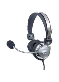 Manhattan Stereo Head-Set Flexibles Mikrofon aus Edelstahl (Docking, Kabelgebunden, Kabellos), Kopfh&ouml;rer, Silber, Grau