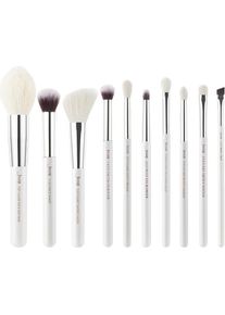 NoName, Schminkpinsel, Basic Makeup Pinsel Set 10pcs Weiss/Silber Nat&uuml;rliche Pinsel Kit f&uuml;r Blush Eyeshadow Contour B (Set)