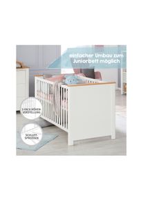 Roba Kombi-Kinderbett &raquo;Ava&laquo; - 78x143x83,5cm - wei&szlig; - Holz / Eichenholz / Holz