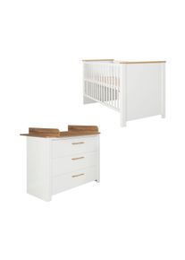 Roba Kinderzimmer-Set &raquo;Ava&laquo; mit Bett und Wickelkommode - 78x143x83,5cm - wei&szlig; - Holz / Eichenholz / Holz