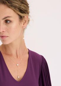 bonprix Femei Lanț + cercei cu șurub (set bijuterii/3 piese), auriu, onesize