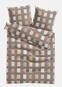 bonprix Lenjerie de pat din material cu bumbac, maro, 1x 80/80 cm, 1x 135/200 cm