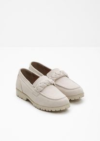 bonprix Femei Pantofi chunky loafer cu detalii &icirc;mpletite, bej, 40