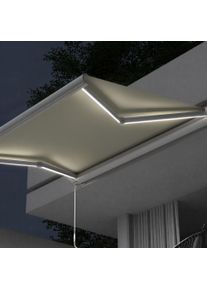 Kassettenmarkise Curve LED | 3,5 x 3 m, wei&szlig;, Stoff: creme, Uni