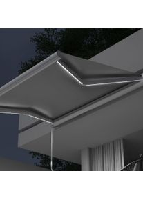 Kassettenmarkise Curve LED | 3,5 x 3 m, wei&szlig;, Stoff: anthrazit, Uni