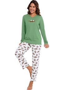 Damer Pyjamas med pandamotiv &auml;pple-ecru-med tryck Gr&ouml;&szlig;e 40/42