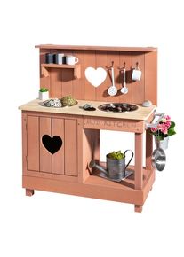 Matschk&uuml;che, Rosa, Holz, Metall, Zypresse, massiv, 40x90x80 cm, EN 71, mit Holzschutz vorbehandelt, Spielzeug, Holzspielzeug