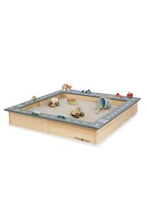 Muddy Buddy Sandkasten, Grau, Naturfarben, Holz, Zypresse, massiv, 125x20x135 cm, EN 71, Freizeit & Co, Gartenspielzeug, Sandk&auml;sten