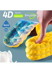 1 Pair 4D Sports TPU Insole Soft Breathable High Elastic Shock-absorbing Latex Insole For Men And Women