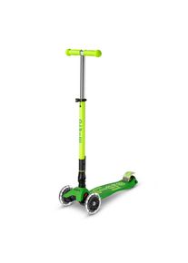 Micro Mobility , Gr&uuml;n , Kunststoff , 26.5x67-91x57 cm , Hinterrad-Reibungsbremse, h&ouml;henverstellbarer Lenker mit Schnellspanner, Schnellklappmechanismus, Lenkstange abnehmbar, weiche Griffe, Antirutsch-Trittbrett mit Bremse, R&auml;der mit LED-Licht, faltbarer Lenker ,