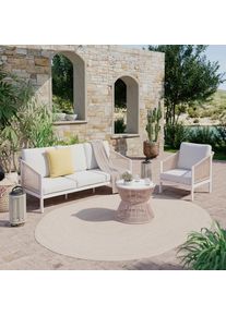 Beldano , Hellbraun, Grauwei&szlig; , Metall, Glas, Textil , rund , 48 cm , UV-best&auml;ndig, einfacher Aufbau , Freizeit im Garten, Gartenaccessoires