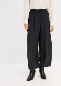 bonprix Barrel-Hose aus Viskose-Mix, schwarz, Gr.46, Bundfalten Hose in leichter Barrelform mit seitlichen Taschen sowie teilelastischem Bund mit Zip Fly und verdecktem H&auml;kchenverschluss vorn., aus Viskose