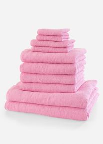 bonprix Set de prosoape de bumbac (set/10 piese), roz, Set/10 piese Prosopel pentru spălare: 30/30 cm, prosop de oaspeţi 30/50 cm: 30/50 cm, prosop 50