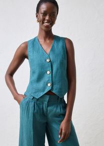 bonprix Weste aus reinem Leinen, petrol, Gr.36, hochwertige Leinenweste mit hautfreundlichem Baumwollfutter, aus Leinen