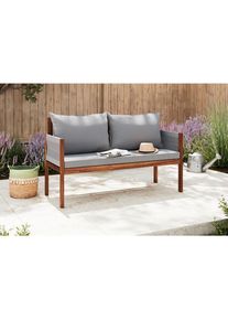 Ambia Garden Gartenbank, Grau, Akaziefarben, Holz, Kunststoff, Textil, Akazie, Hartholz, 150x90x60 cm, in verschiedenen Holzarten erh&auml;ltlich, Gartenm&ouml;bel, Gartenb&auml;nke, Gartenb&auml;nke