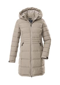 Steppmantel Killtec "KOW 11 WMN QLTD PRK", Damen, Gr. 40, beige (helltaupe), Obermaterial: 100% Polyester;Futter: 100% Polyester;F&uuml;llung: 100% Polyester, M&auml;ntel Steppmantel, Wasserabweisender Parka mit verstellbarer Kapuze und Kinnschutz