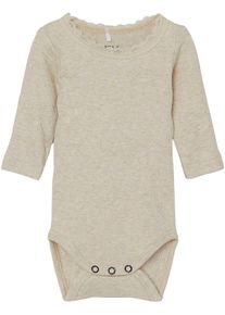 Langarmbody name it "NBFKAB LS BODY NOOS", M&auml;dchen, Gr. 92, N-Gr, peyote melange, Jersey, Obermaterial: 57% Baumwolle, 38% Modal, 5% Elasthan, meliert, unifarben, normal, Rundhals, Bodys Langarmbody