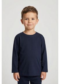 Langarmshirt name it "NMMVOBBO LS NREG TOP NOOS", Jungen, Gr. 110, blau (schwarz sapphire), Jersey, Obermaterial: 100% Baumwolle, unifarben, normal normal, Rundhals, abgesteppte Kante, Shirts Langarmshirt, in Basic-Form