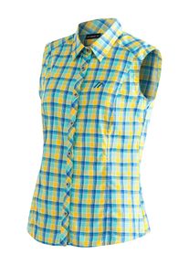 Funktionsbluse Maier Sports "Paloma", Damen, Gr. 40, gelb (pastellgelb), 85% Polyester, 15% Viskose, Blusen Funktionsbluse, &auml;rmellose Damen Bluse, sommerliches Blusen-Shirt, Karobluse, Reg. Fit