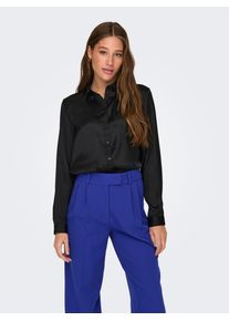 Jacqueline de Yong Satinbluse JDY "JDYFIFI L/S SHIRT WVN NOOS", Damen, Gr. 42, schwarz, Web, Obermaterial: 100% Polyester, unifarben, regular fit h&uuml;ftlang, Blusen Satinbluse