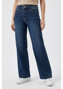 Stretch-Jeans MAC "RICH PALAZZO", Damen, Gr. 36, L&auml;nge 30, night blau netwash, Denim/Jeans, Obermaterial: 89% Baumwolle, 8% Polyester, 3% Elasthan, weit lang, Jeans Stretch-Jeans, Naht-Details an den Ges&auml;&szlig;taschen