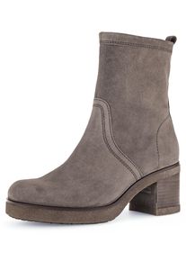 Stiefelette Gabor "Milano", Damen, Gr. 42, grau (taupe), Veloursleder, Schuhe Stiefelette, Blockabstz, Komfortschuh in Bequemweite G (= weit)