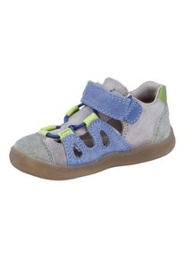 Barfu&szlig;schuh Richter "Samy", M&auml;dchen, Gr. 25, grau kombiniert, Glattleder, Veloursleder, kontrastfarbene Details, Schuhe Barfu&szlig;schuh, Babyschuh, Klettschuh, Gr&ouml;&szlig;enschablone zum Download, mit WMS