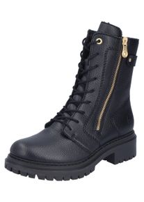 Winterstiefelette Rieker, Damen, Gr. 43, schwarz, Lederimitat, unifarben, Schuhe Winterstiefelette, Schn&uuml;rboots, Schn&uuml;rstiefelette, Blockabsatz, mit markanter Profilsohle
